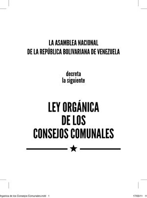 F Ley Organica De Los Consejos Comunales