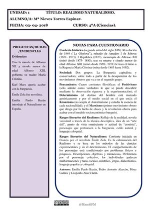 Nota Cornell Realismo Naturalismo