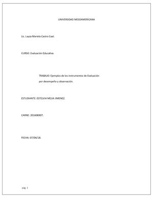 Ejemplos De Los Instrumentos De Evaluacion