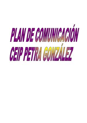 Plan De Comunicación Ceip Petra González