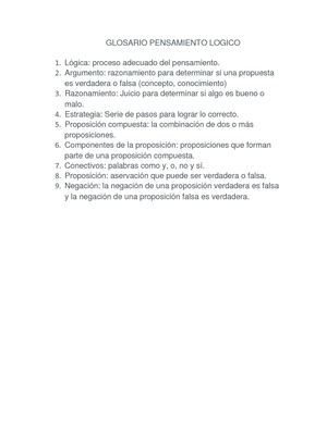 GLOSARIO PENSAMIENTO LOGICO