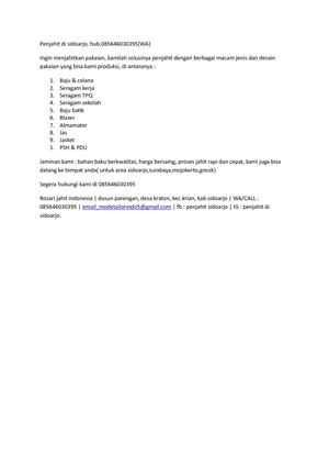 penjahit di sidoarjo, 085646030395(WA)