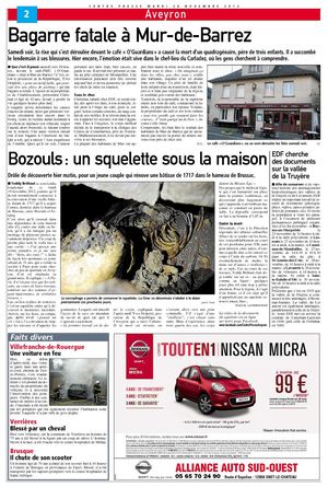 Bagarre mortelle à Mur-de-Barrez