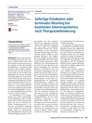 10 Sofortige Extubation Oder Terminales Weaning Bei Beatmeten Intensivpatienten Nach Therapiezieländerung