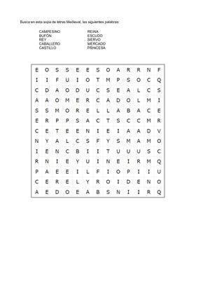 Sopa De Letras Medieval