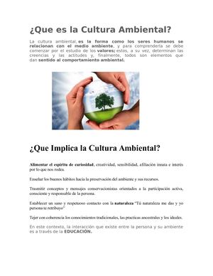 Que Es La Cultura Ambiental