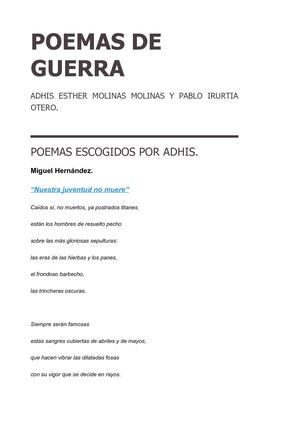 Poesía De Guerra Pablo Irurtia Y Adhis Molinas