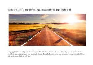 Om Utskrift, Upplösning, Megapixel, Ppi Och Dpi