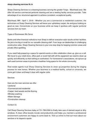 Sharp Cleaning Services LLC in Fargo ND Offers A Wide Range Of Commercial And Residential Cleaning Services