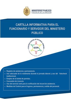 Cartilla Informativa Para El Funcionario Y Servidor Del Ministerio Público
