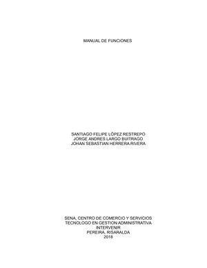 Manual de funciones - Jefe de talento humano y conductor de una empresa.
