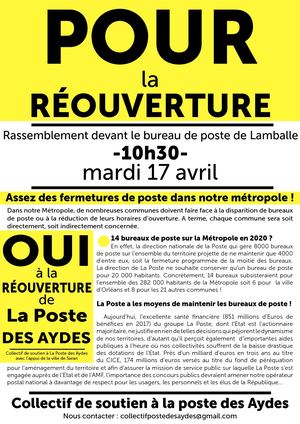 Tract Poste des Aydes - rassemblement le 17 avril