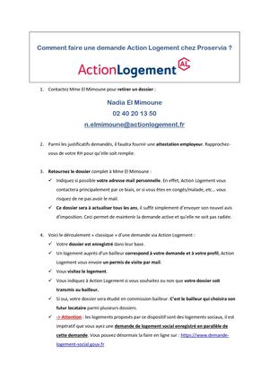 Procédure Demande Action Logement Proservia