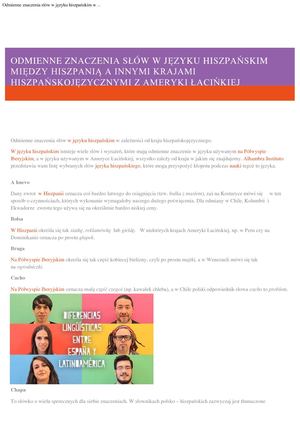 Odmienne znaczenia słów w języku hiszpańskim w