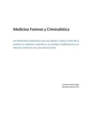 Medicina Forense Y Criminalistica Casandra Vergara Lopez