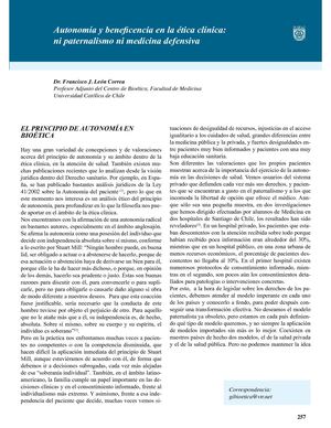 Autonomia, Ni Paternalismo Ni Medicina Defensiva