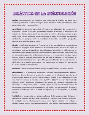 Glosario Didáctica aplicada a  la Investigación