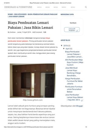Biaya Pembuatan Lemari Pakaian