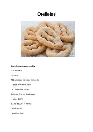 Receta Orelletes