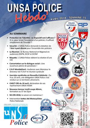 UNSA Police Hebdo' 2018 semaine 15