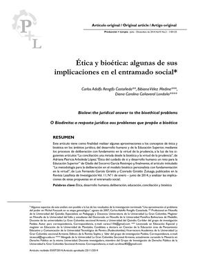 Etica Y Bioetica Algunas De Sus Implicaciones En El Entramado Social