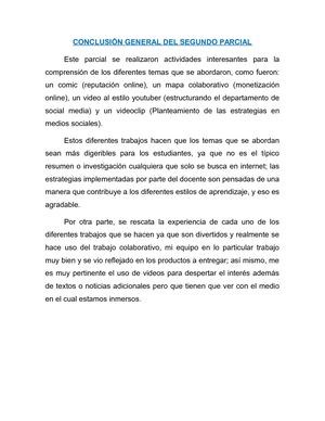 Conclusión General Del Segundo Parcial