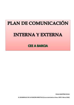 Plan De Comunicación Interna Y Externa Paula Martínez Rivas