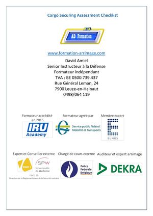 Checklist Inspection AGW Wallon  Avril 2018