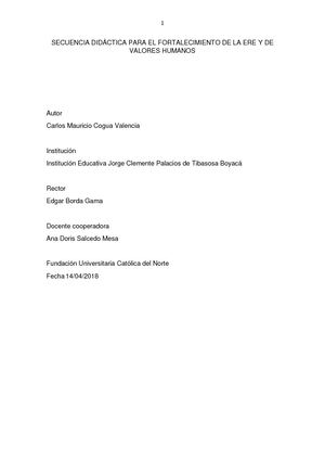 Propuesta Pedagógica Secuencia Didáctica Valores