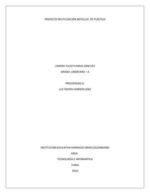 Proyecto Reutilización Botellas De Plástico