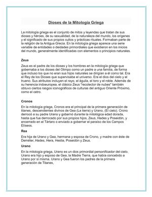Dioses De La Mitología Griega