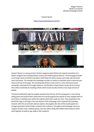 Harper's Bazaar Homepage Analysis