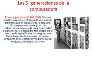 Las 5 Generaciones De La Computadora Kevin Mateo Ciro