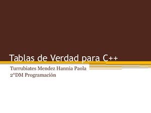 Tablas De Verdad Para C++.