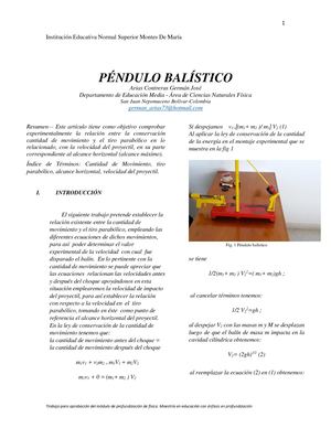 Articulo Cientifico 1. Péndulo Balístico