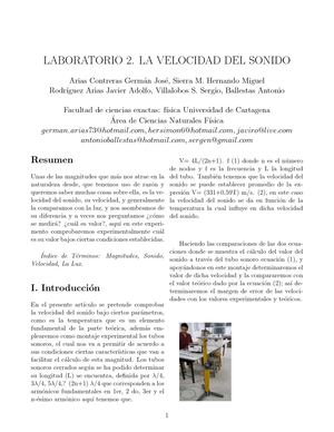 Artículo Científico. Velocidad Del Sonido