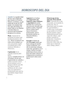 Horoscopo Del Dia