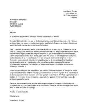 Carta De Presentación Autocandidatura