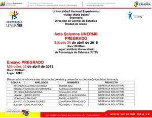 Acto Solemne- Cabimas,  28 de Abril de 2018