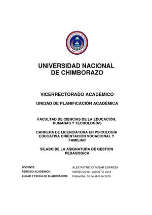 Silabo Sicoa Gestión Pedagógica Marzo Agosto 2018