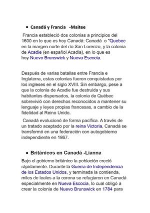 Historia De Canada