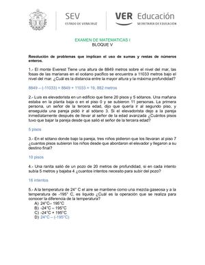 Examen De Matematicas I