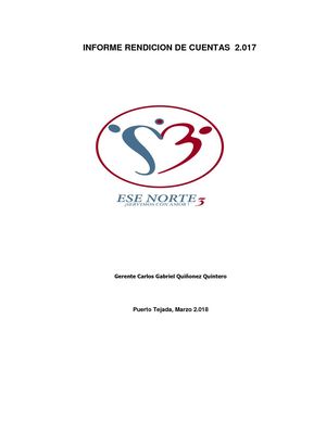 Informe rendición de cuentas 2017 - ESE Norte 3