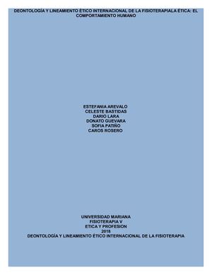 Deontología Y Lineamiento ÉTico Internacional De La Fisioterapia