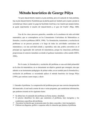 Método Heurístico De George Pólya