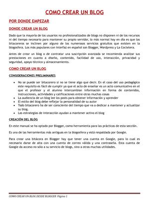 Manual Como Crear Un Blog Desde Blogger