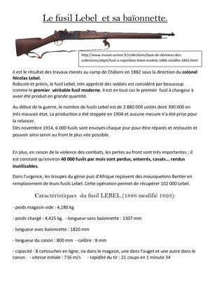 16 Le Fusil Lebel  Et Sa Baïonnette