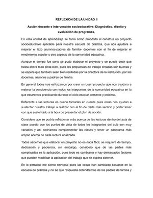 Reflexion De La Unidad II