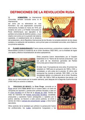 DEFINICIONES DE LA REVOLUCIÓN RUSA