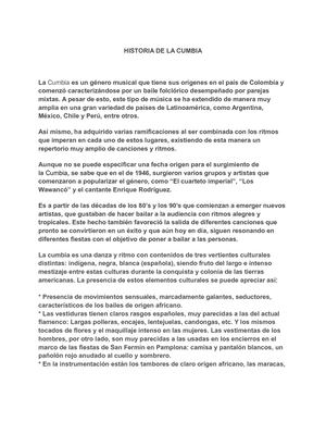 Historia De La Cumbia